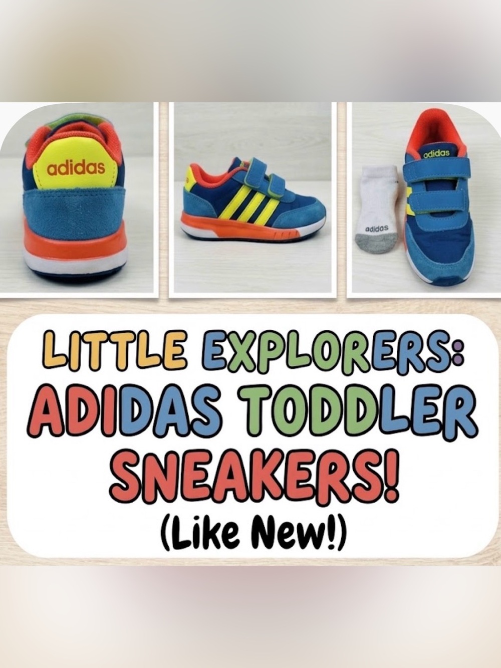 adidas Boys Girls Toddler Hook & Loop Running Walking Shoes Size